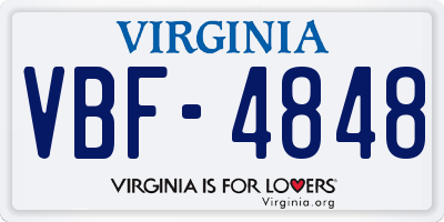 VA license plate VBF4848