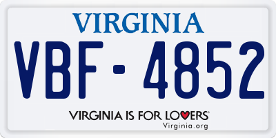 VA license plate VBF4852