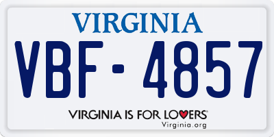 VA license plate VBF4857