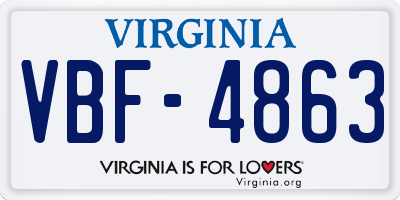 VA license plate VBF4863