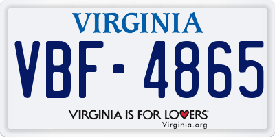 VA license plate VBF4865