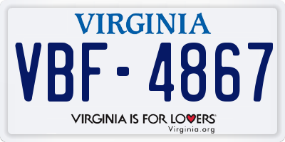 VA license plate VBF4867