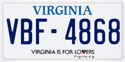 VA license plate VBF4868
