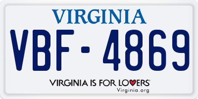 VA license plate VBF4869