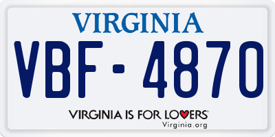 VA license plate VBF4870