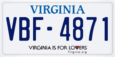 VA license plate VBF4871