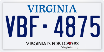 VA license plate VBF4875