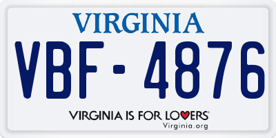 VA license plate VBF4876