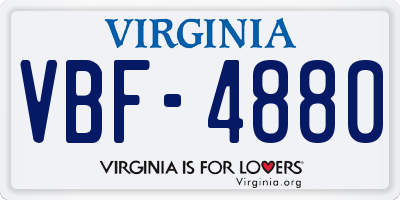 VA license plate VBF4880