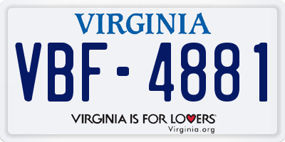 VA license plate VBF4881