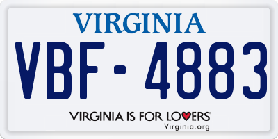 VA license plate VBF4883