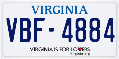 VA license plate VBF4884