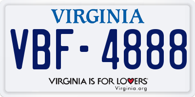 VA license plate VBF4888