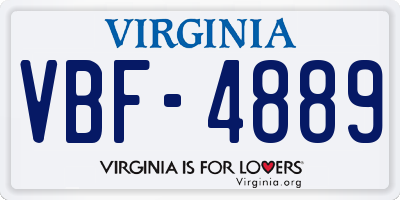 VA license plate VBF4889