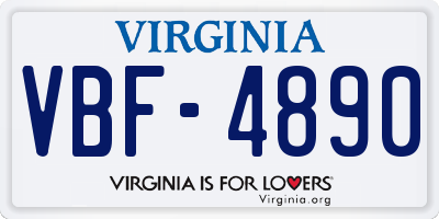 VA license plate VBF4890