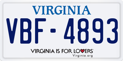 VA license plate VBF4893