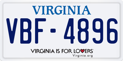 VA license plate VBF4896