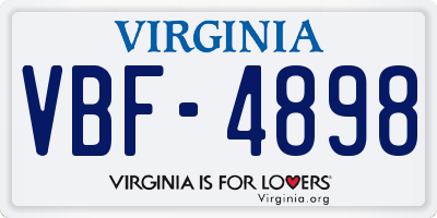VA license plate VBF4898