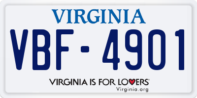 VA license plate VBF4901