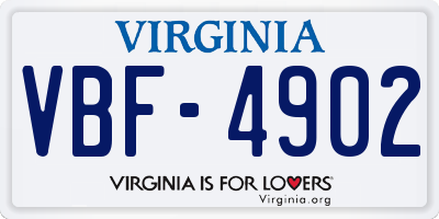 VA license plate VBF4902