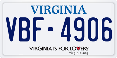 VA license plate VBF4906