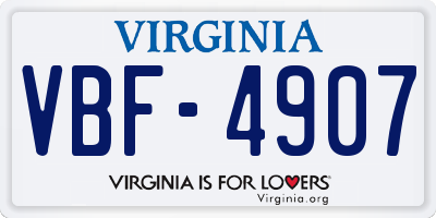 VA license plate VBF4907