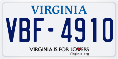 VA license plate VBF4910