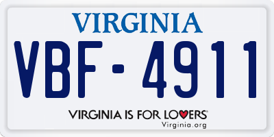 VA license plate VBF4911