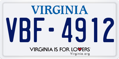 VA license plate VBF4912