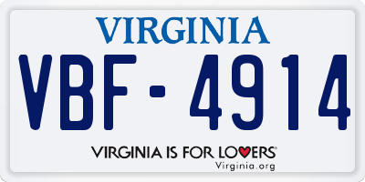 VA license plate VBF4914