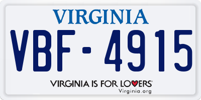 VA license plate VBF4915