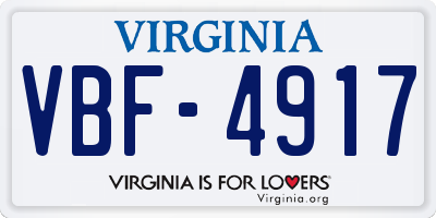 VA license plate VBF4917