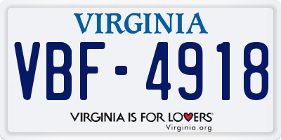 VA license plate VBF4918