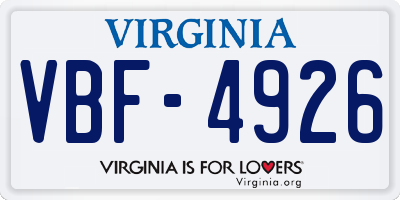 VA license plate VBF4926