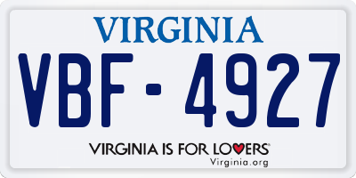 VA license plate VBF4927