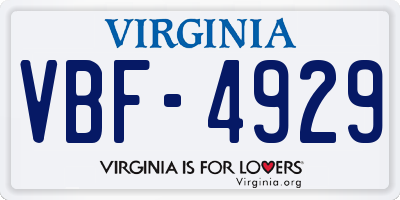 VA license plate VBF4929