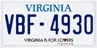 VA license plate VBF4930