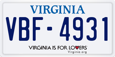 VA license plate VBF4931