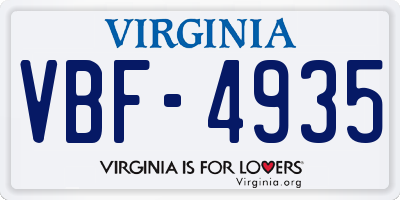 VA license plate VBF4935