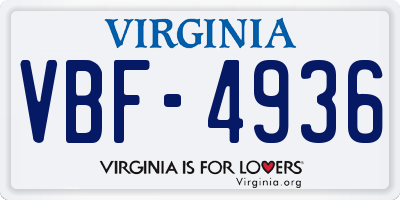 VA license plate VBF4936