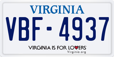 VA license plate VBF4937