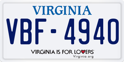 VA license plate VBF4940