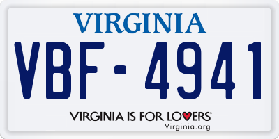 VA license plate VBF4941