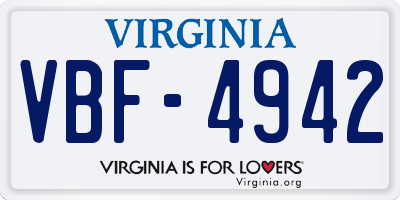 VA license plate VBF4942