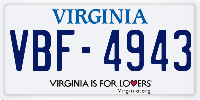 VA license plate VBF4943