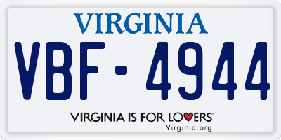 VA license plate VBF4944