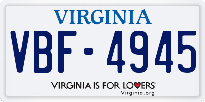 VA license plate VBF4945
