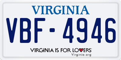 VA license plate VBF4946