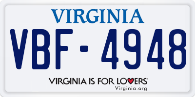 VA license plate VBF4948