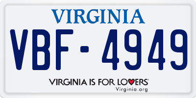 VA license plate VBF4949